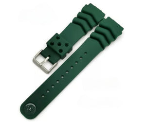 Seiko Z18 Z20 Z22 Curved Vent Rubber Watch Strap - Black, Blue & Green