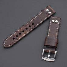 Load image into Gallery viewer, Italian Leather Waxed Oil Watch Strap for Pilot watches and all 20mm 22mm Watches