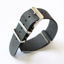 Load image into Gallery viewer, Black leather Nato strap.