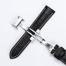 Load image into Gallery viewer, Superb Leather Deployment Strap for Omega. Rolex, Longines, Tag Heuer Breitling Watches 19mm 20mm 21mm