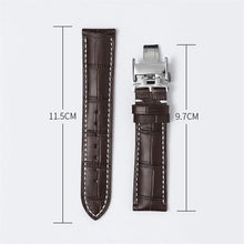 Load image into Gallery viewer, Superb Leather Deployment Strap for Omega. Rolex, Longines, Tag Heuer Breitling Watches 19mm 20mm 21mm