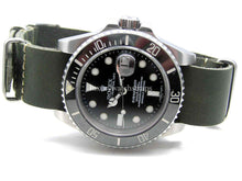 Load image into Gallery viewer, Green leather NATO watch strap for all watches