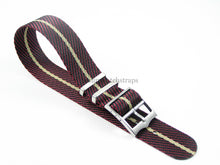 Load image into Gallery viewer, burgundy yellow stripe fabric stripe for Tudor watch.