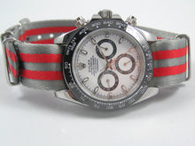 Load image into Gallery viewer, grey red premium seatbelt watch strap