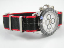 Load image into Gallery viewer, Dense Twill Weave NATO® Black Red Edge strap for Tag Heuer Watch