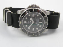 Load image into Gallery viewer, Black handmade leather Nato® watch strap for Rolex Submariner
