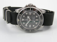 Load image into Gallery viewer, Black handmade leather Nato® watch strap for Rolex Submariner