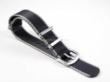 Load image into Gallery viewer, Ultimate Dense Twill™ NATO® strap for Omega Planet Ocean Watch 22mm Black Grey Edge
