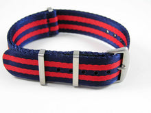Load image into Gallery viewer, Dense Twill Premium NATO watch strap for ALL 20mm watches red and blue