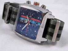 Load image into Gallery viewer, Reverse Bond Ultimate Premium Seatbelt Herringbone NATO® strap for Tag Heuer Monaco Watch