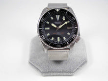 Load image into Gallery viewer, Seiko Classic Black Submariner Automatic Scuba Divers Date Watch Custom 7002 on James Bond Milanese Mesh Strap Overhauled Serviced  Media 1 of 8