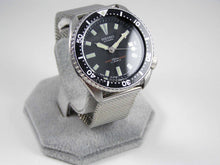 Load image into Gallery viewer, Seiko Classic Black Submariner Automatic Scuba Divers Date Watch Custom 7002 on James Bond Milanese Mesh Strap Overhauled Serviced  Media 1 of 8