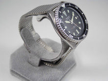 Load image into Gallery viewer, Seiko Classic Black Submariner Automatic Scuba Divers Date Watch Custom 7002 on James Bond Milanese Mesh Strap Overhauled Serviced  Media 1 of 8