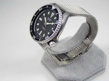 Load image into Gallery viewer, Seiko Classic Black Submariner Automatic Scuba Divers Date Watch Custom 7002 on James Bond Milanese Mesh Strap Overhauled Serviced  Media 1 of 8