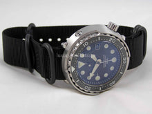 Load image into Gallery viewer, Black black fittings Zulu G10 Nato® watch strap for Seiko Watch