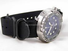 Load image into Gallery viewer, Black black fittings Zulu G10 Nato® watch strap for Seiko Watch