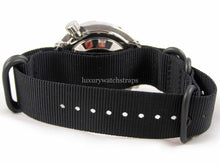 Load image into Gallery viewer, Black black fittings Zulu G10 Nato® watch strap for Seiko Watch