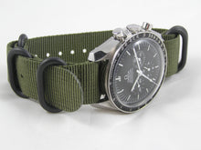 Load image into Gallery viewer, green black PVD G10 Zulu nato watch strap