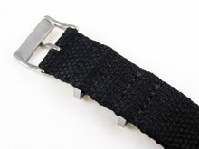 Load image into Gallery viewer, Black brand New Hemp NATO watch strap. Strong, sustainable, soft, 100% Vegan. 20mm 22mm