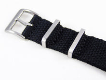 Load image into Gallery viewer, Black brand New Hemp NATO watch strap. Strong, sustainable, soft, 100% Vegan. 20mm 22mm