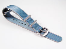 Load image into Gallery viewer, Dense Twill Premium NATO watch strap for ALL 20mm watches Light Blue Grey Edge