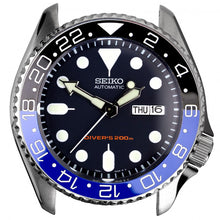 Load image into Gallery viewer, Custom made GMT Batman Blue Black & Pepsi Bezel ceramic bezel for Seiko Divers Watch 6309 7002 7S26 (specific models) SKX007 SKX009