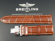 Load image into Gallery viewer, New Leather Deployment watch strap for Breitling Bentley Aerospace Chrono Navitimer Seawolf Skyracer Montbrilliant Super Ocean 20mm 22mm 24mm