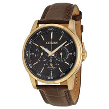 Load image into Gallery viewer, brown leather brown stitching watch strap for Citizen watches