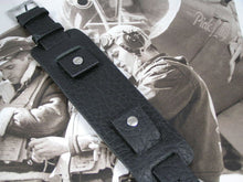 Load image into Gallery viewer, Black vintage soft leather bund strap for Breitling, Omega, Bell & Ross, Pilots, Divers Watch 22mm