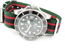 Load image into Gallery viewer, green red and black NATO watch strap