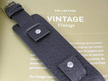 Load image into Gallery viewer, Black vintage soft leather bund strap for Breitling, Omega, Bell & Ross, Pilots, Divers Watch 22mm