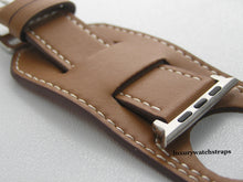 Load image into Gallery viewer, Superb handmade soft leather bund strap for Apple Watch Black and Brown 38mm and 42mm.