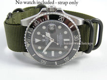 Load image into Gallery viewer, green g10 zulu nylon nato watch strap on rolex
