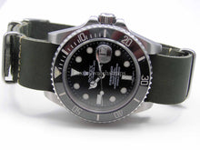 Load image into Gallery viewer, Superb Tan Green Black Brown handmade leather Nato® watch strap for Rolex Submariner GMT Yachtmaster watches