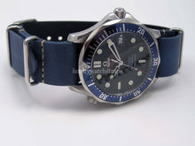 Load image into Gallery viewer, Blue handmade leather Nato® watch strap for Omega watch