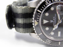 Load image into Gallery viewer, two black three grey premium seatbelt nato watch strap