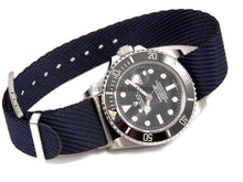 Load image into Gallery viewer, Blue black fabric watch strap