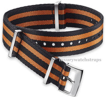 Load image into Gallery viewer, Orange adn black Premium Seatbelt Herringbone NATO® strap