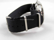 Load image into Gallery viewer, Ultimate Dense Twill™ Weave NATO® strap for Omega Speedmaster Moon Watch 20mm Classic Black Rope Edge (NO watch. STRAP only)
