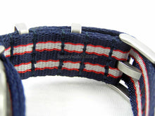 Load image into Gallery viewer, red white and blue Premium Seatbelt Herringbone NATO® strap for Omega Seamaster