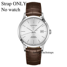 Load image into Gallery viewer, brown leather brown stitching leather deployment watch strap for Longines watch