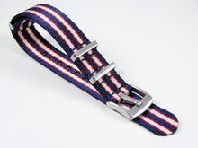 Load image into Gallery viewer, Dense Twill Premium NATO watch strap for ALL 20mm watches red white and blue