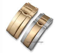 Load image into Gallery viewer, Rose gold. Rose gold and brushed silver. Superb stainless steel glide lock clasp for Rolex Submariner GMT