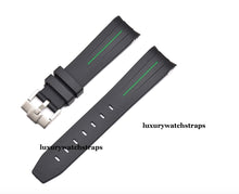 Load image into Gallery viewer, vulcanised rubber watch strap for rolex green accent