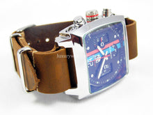 Load image into Gallery viewer, Superb Hand Made Leather brown NATO® watch strap for Tag Heuer Monaco Watch 22mm. Beautiful supple leather.