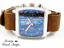 Load image into Gallery viewer, Superb Hand Made Leather brown NATO® watch strap for Tag Heuer Monaco Watch 22mm. Beautiful supple leather.