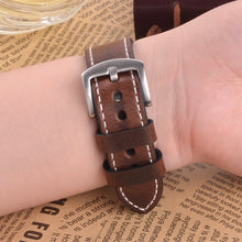 Load image into Gallery viewer, Italian Leather Waxed Oil Watch Strap for Pilot watches and all 20mm 22mm Watches
