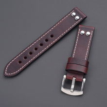Load image into Gallery viewer, Italian Leather Waxed Oil Watch Strap for Pilot watches and all 20mm 22mm Watches
