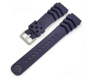 Seiko Z18 Z20 Z22 Curved Vent Rubber Watch Strap - Black, Blue & Green