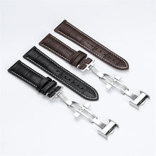 Load image into Gallery viewer, Superb Leather Deployment Strap for Omega. Rolex, Longines, Tag Heuer Breitling Watches 19mm 20mm 21mm
